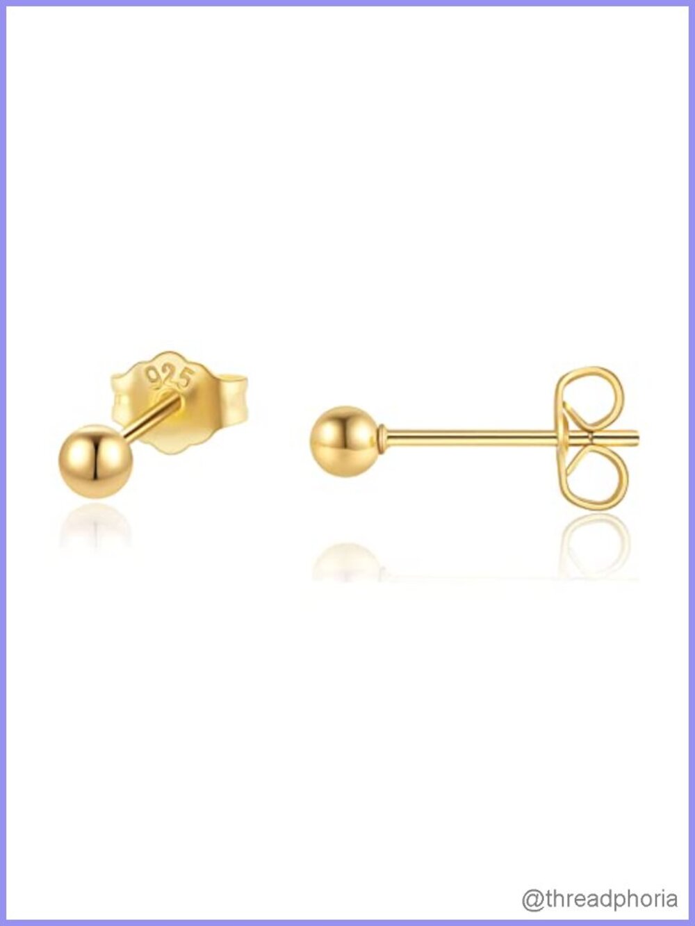 Tiny Ball Stud Earrings 316L Surgical Steel Hypoallergenic 14K Gold Plated
